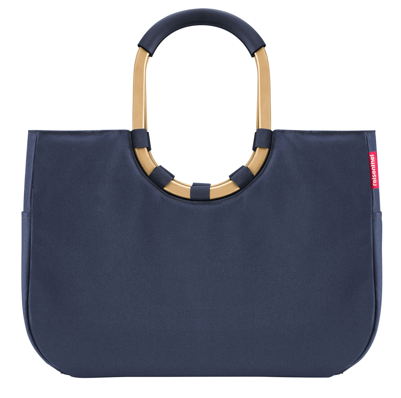 Blauer loopshopper L mit goldenen Griffen, Vorderansicht