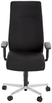 Schwarzer Chefsessel mit hoher Rückenlehne und Armlehnen, Vorderansicht