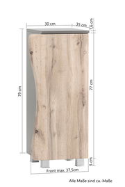 Unterschrank mit Holzoptik, Maße: 79 cm hoch, 37,5 cm breit, 35 cm tief, Frontansicht