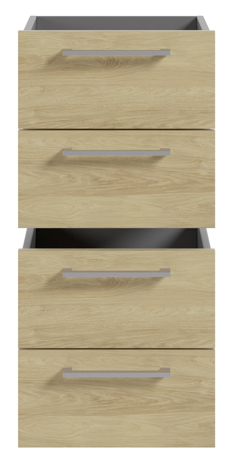 Schubladeneinsatz aus Holz mit drei Schubladen, Frontansicht