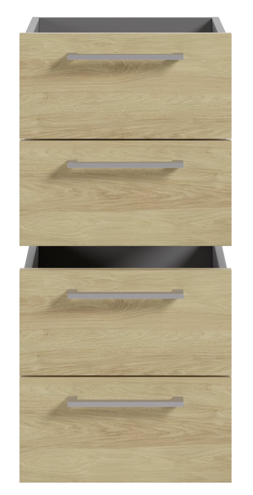 Houten ladekast met drie lades, vooraanzicht