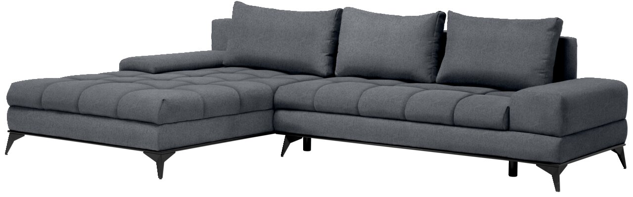 Graue Rundecke Ottli mit modernem Design, linke Perspektive