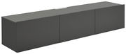 Graues TV-Hängelowboard mit drei Türen, seitliche Perspektive