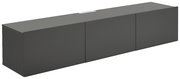 Graues TV-Hängelowboard mit drei Türen, seitliche Perspektive