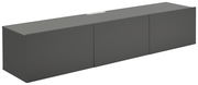 Graues TV-Hängelowboard mit drei Türen, seitliche Perspektive