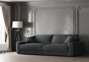 Großes, modernes Sofa in einem eleganten Wohnzimmer, seitliche Perspektive