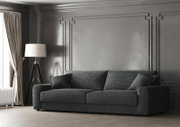 Grote, moderne bank in een elegante woonkamer, zijaanzicht
