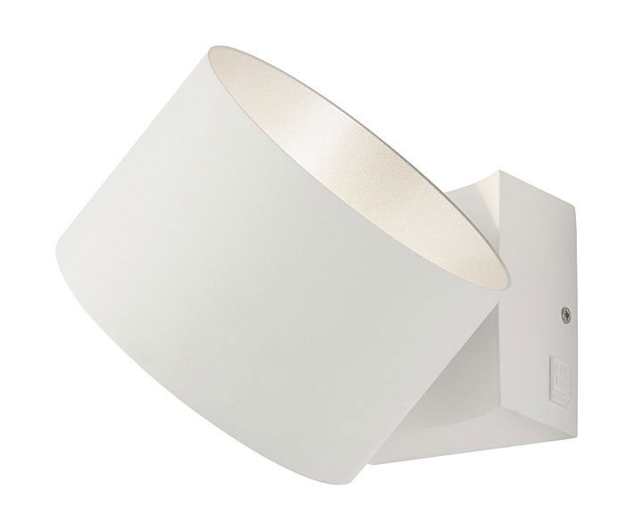 Moderne weiße Wandleuchte LOOP, seitliche Perspektive