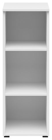 Weißes Regal mit drei offenen Fächern, frontale Ansicht