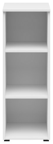 Weißes Regal mit drei offenen Fächern, frontale Ansicht