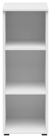 Weißes Regal mit drei offenen Fächern, frontale Ansicht