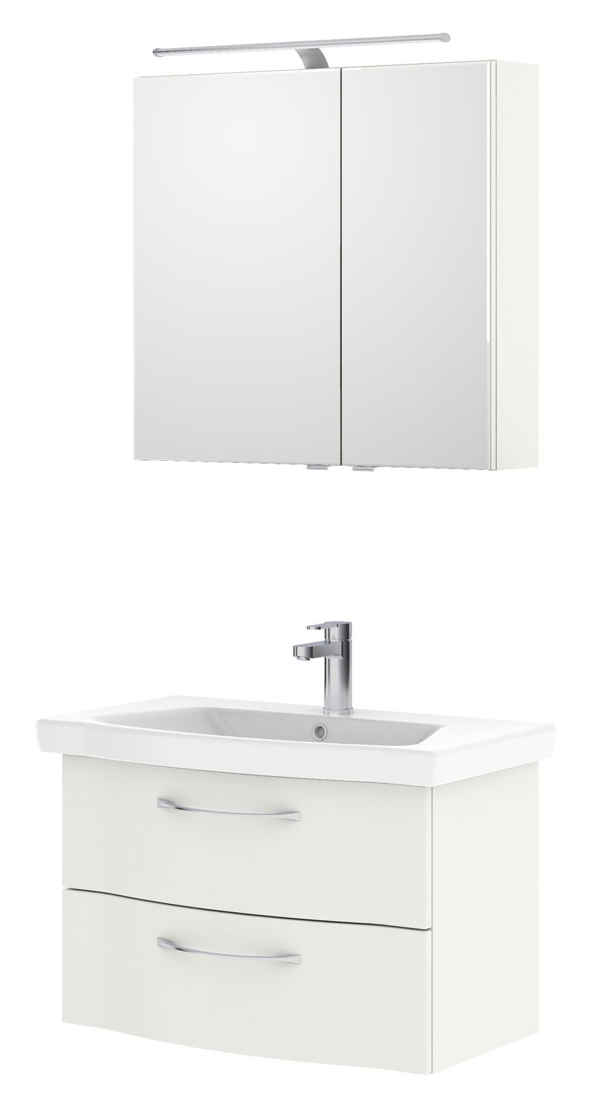 Pelipal Badblok SERIE 6005 SPRINT Moderner Badblock mit Spiegelschrank und Waschbecken, Frontalansicht