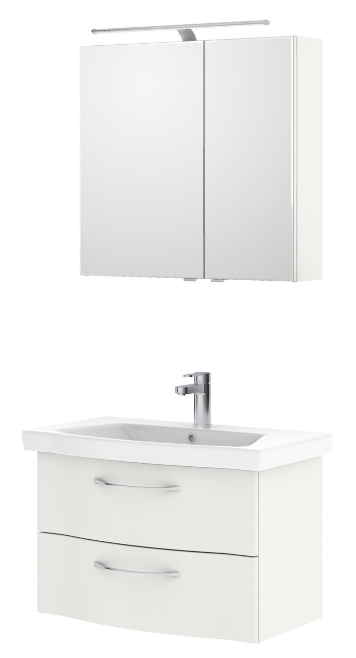 Pelipal Badblock SERIE 6005 SPRINT Moderner Badblock mit Spiegelschrank und Waschbecken, Frontalansicht