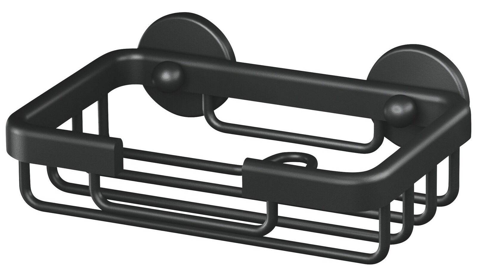 Tesa Seifenschale ALUXX BLACK Schwarze Seifenschale aus Metall mit Wandhalterung, seitliche Perspektive