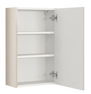 Hängeschrank mit geöffneter Tür, zwei Einlegeböden, seitliche Perspektive