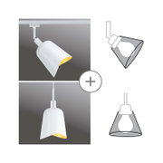 Witte decoratieve kap Alvaro, zijaanzicht en vooraanzicht, geschikt voor plafond- en hanglampen.