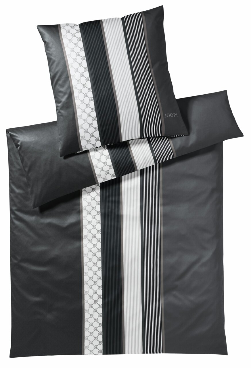 JOOP! Bettwäsche CORNFLOWER STRIPES Bettwäsche-Set in Schwarz-Weiß mit Streifenmuster, Draufsicht