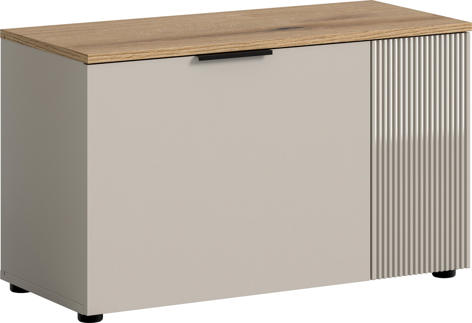 MID.YOU Sitzbank SLIDE Sitzbank mit Holzoberfläche und geriffelter Seitenverkleidung, Frontansicht