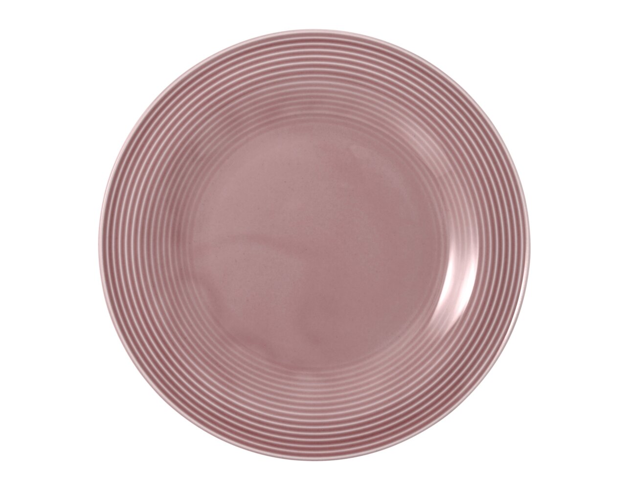 Runder Frühstücksteller 23 cm in Rosa mit feinen Rillen, Draufsicht