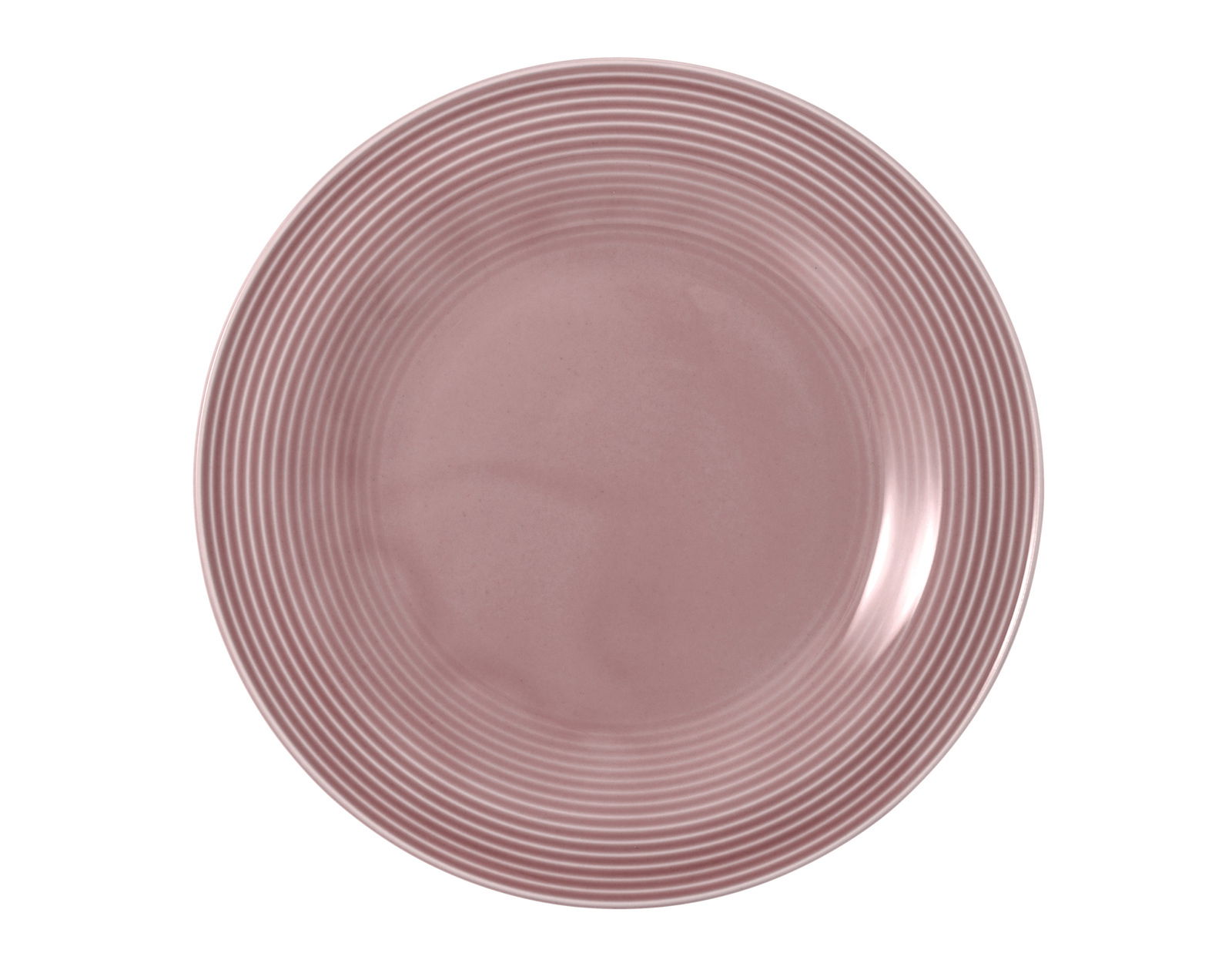 Runder Frühstücksteller 23 cm in Rosa mit feinen Rillen, Draufsicht