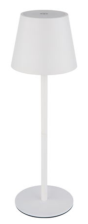 Weiße Akku-Tischleuchte VANNIE 3 in seitlicher Ansicht