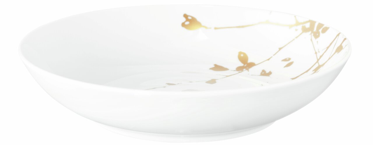 Suppenteller 21cm Golden Rose mit goldenen Verzierungen, seitliche Perspektive