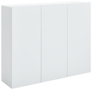 Weißer Hängeschuhschrank mit drei Türen, seitliche Perspektive