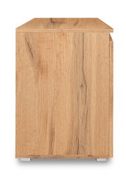 Seitenansicht einer Kommode aus hellem Holz mit natürlicher Maserung.