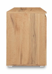 Seitenansicht einer Kommode aus hellem Holz mit natürlicher Maserung.