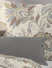 Bettwäsche-Set mit floralem Muster in Beige, Braun und Blau, Vorderansicht