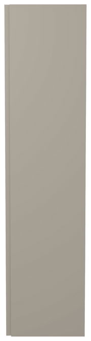 Frontansicht eines einfarbigen, grauen Hänge-Garderobenschranks mit einer Tür.