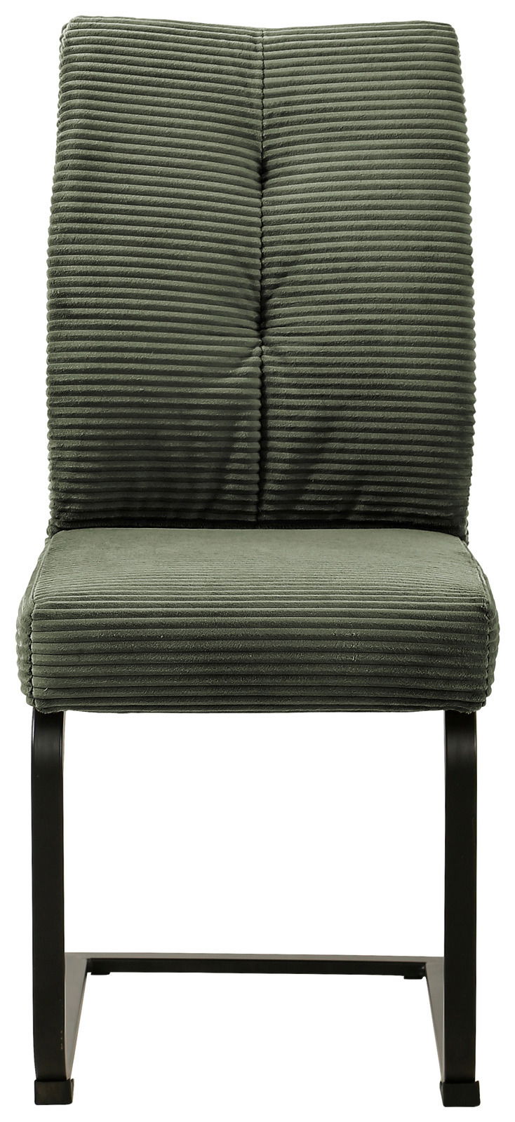 Grüner Schwingstuhl mit geripptem Stoffbezug, Vorderansicht