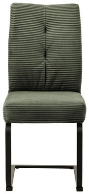 Grüner Schwingstuhl mit geripptem Stoffbezug, Vorderansicht