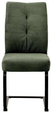 Grüner Schwingstuhl mit geripptem Stoffbezug, Vorderansicht