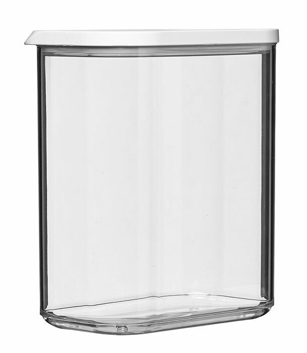 Transparente Vorratsdose Modula 1500 ml mit weißem Deckel, seitliche Perspektive
