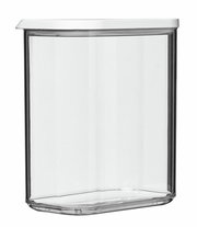 Transparente Vorratsdose Modula 1500 ml mit weißem Deckel, seitliche Perspektive