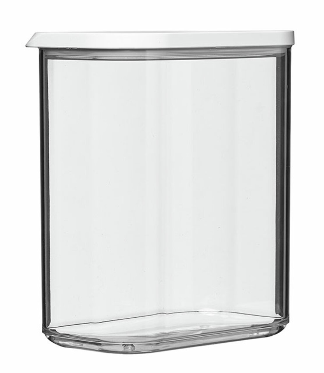 Transparente Vorratsdose Modula 1500 ml mit weißem Deckel, seitliche Perspektive