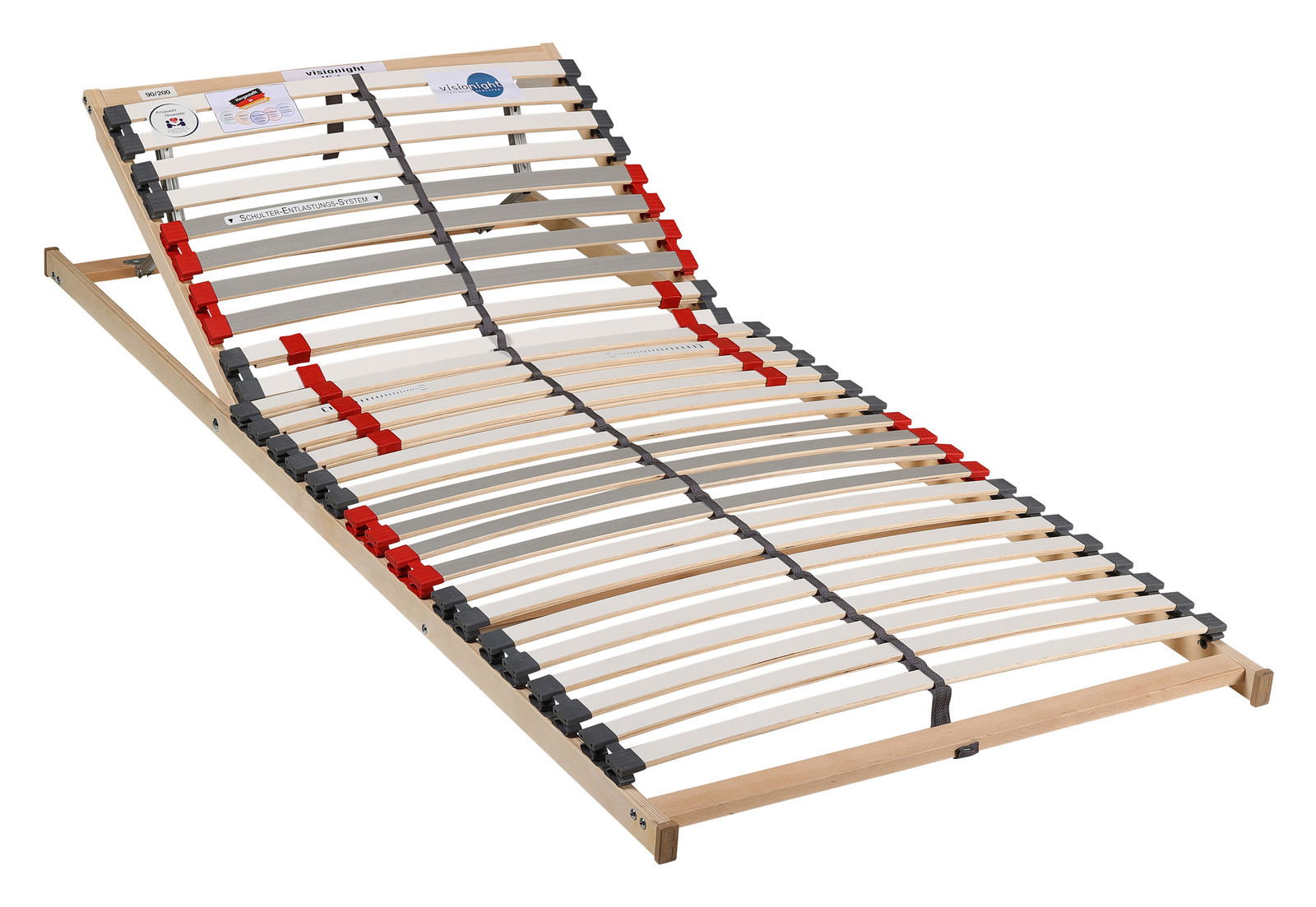 Lattenrost mit verstellbarem Kopfteil, seitliche Perspektive