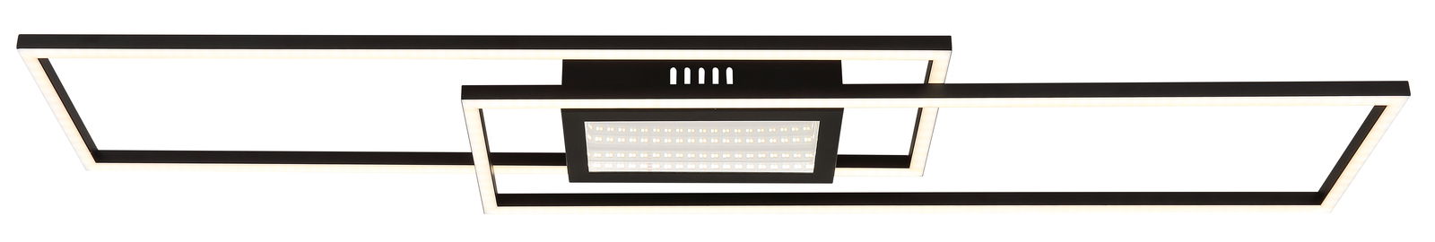 Moderne Deckenleuchte mit rechteckigem Design, seitliche Perspektive