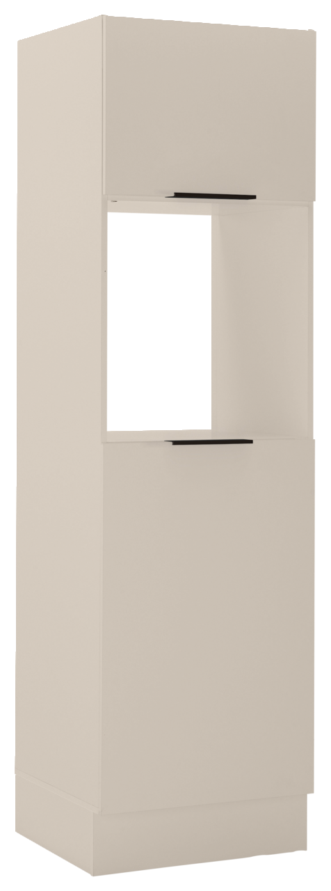 Yourkitchen Oven-/koelkastverbouwing 60 MULTAN Hochschrank für Backofen und Kühlschrank in cremefarbener Ausführung, seitliche Perspektive
