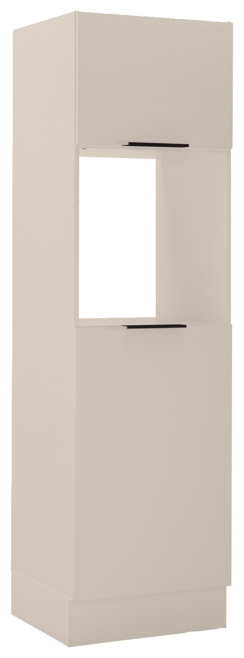 Yourkitchen Backofen-/Kühlschrankumbau 60 MULTAN Hochschrank für Backofen und Kühlschrank in cremefarbener Ausführung, seitliche Perspektive