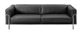 Schwarzes 3-Sitzer-Sofa mit Metallrahmen, Frontalansicht