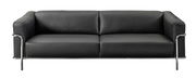 Schwarzes 3-Sitzer-Sofa mit Metallrahmen, Frontalansicht