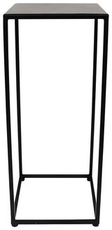 Schwarzer Beistelltisch mit minimalistischem Design, frontal betrachtet.