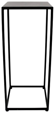 Schwarzer Beistelltisch mit minimalistischem Design, frontal betrachtet.
