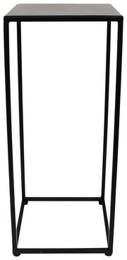 Schwarzer Beistelltisch mit minimalistischem Design, frontal betrachtet.