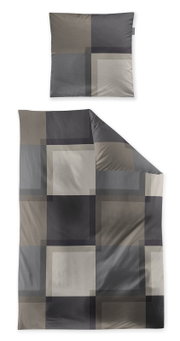 Bettwäsche-Set irisette WAVE in Grau- und Beigetönen mit geometrischem Muster, Draufsicht
