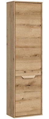 Hochschrank aus Holz in natürlicher Eichenoptik, frontale Perspektive