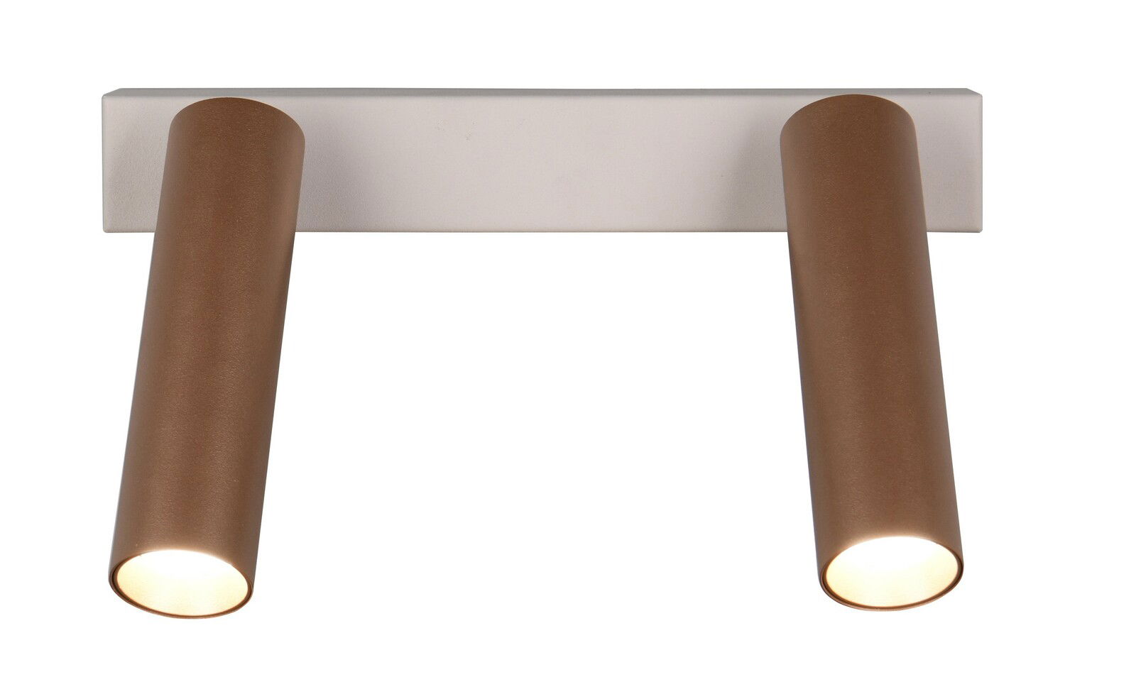 Zweiflammiger Strahler in Bronzeoptik, Ansicht von vorne