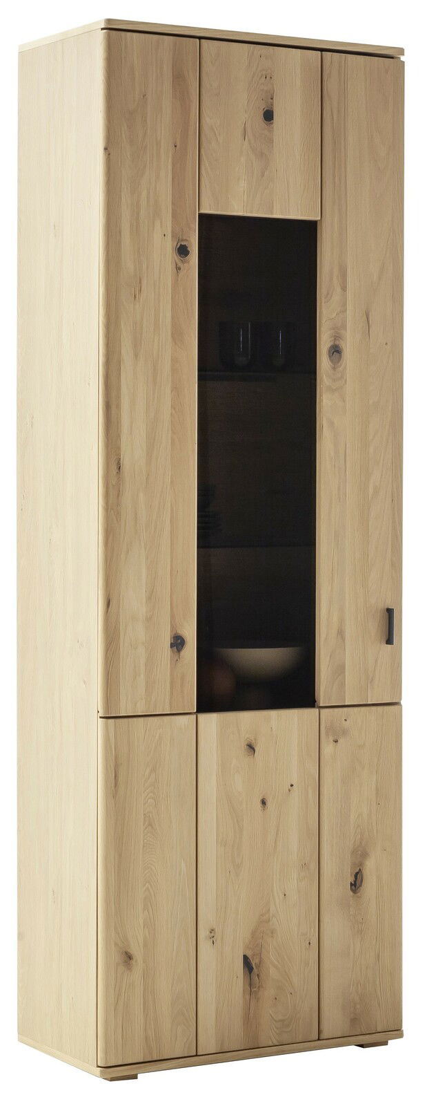 Vitrine aus Holz mit Glaseinsatz, frontale Perspektive